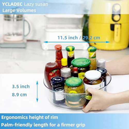 4 Pack Lazy Susan 11.5" Inch Turntable Organizer Organization Storage Container Bins Spice Rack Cabinet Rotating Condiment for Pantry Countertop Kitchen Vanity Bathroom Jewelry Holder Clear - size: 11.5 inch