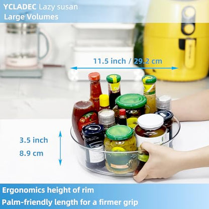 2 Pack Lazy Susan 11.5" Inch Turntable Organizer Organization Storage Container Bins Spice Rack Cabinet Rotating Condiment for Pantry Countertop Kitchen Vanity Bathroom Jewelry Holder Clear - size: 11.5 inch 2pack