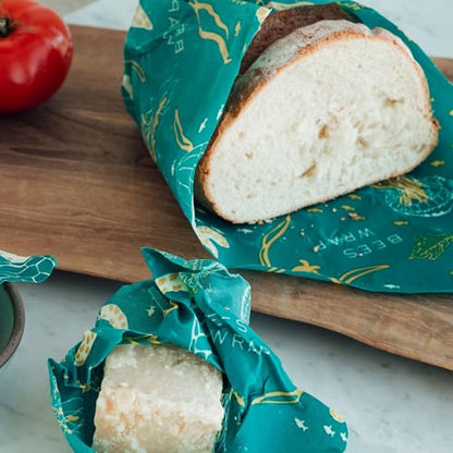 Bee's Wrap Beeswax Wraps for Bread - Beeswax Bread Wrap for Sourdough & Bread Storage - Plastic Free Made in USA Reusable Natural Food Wrap - Ocean - color: Ocean