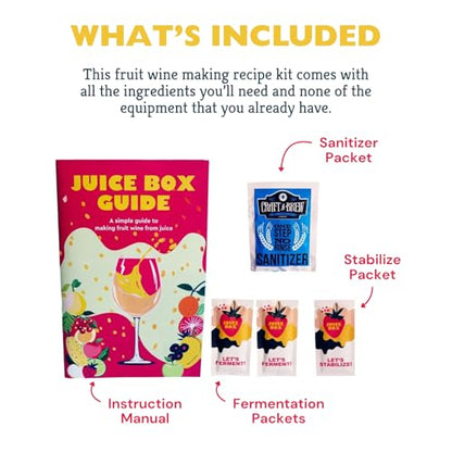 Craft A Brew - Juice Box Fruit Wine Recipe Kit - Easy for Beginners - At Home Wine Making Kit - Ingredient-Only Refill Kit - No Equipment Included - Use Any Fruit Juice or Lemonade - Makes 1-gal Batch