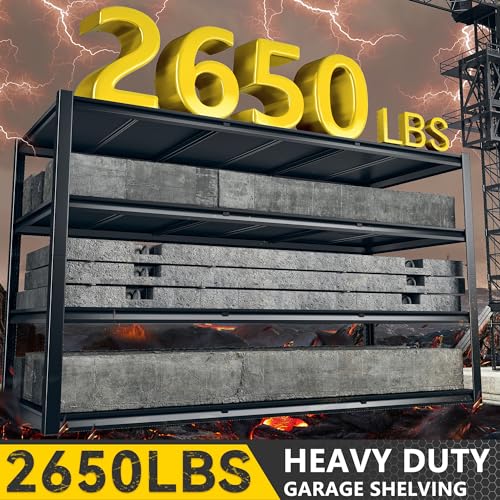 REIBII 60" W Garage Shelving, 2650LBS Heavy Duty Storage Shelves, 4 Tier Adjustable Industrial Shelving for Home, Kitchen, Garage, Basement, Commercial, Warehouse, Office, Store, 60" W x 24" D x 60" H - size: 60" W x 24" D x 60" H