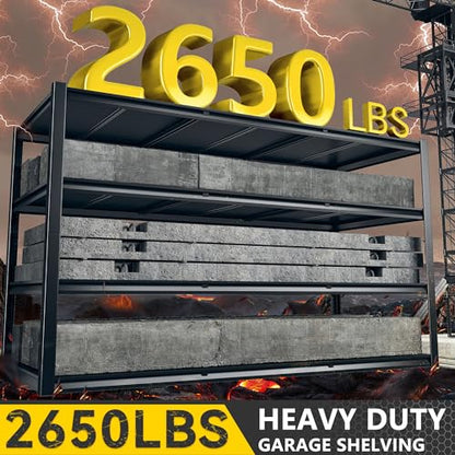 REIBII 60" W Garage Shelving, 2650LBS Heavy Duty Storage Shelves, 4 Tier Adjustable Industrial Shelving for Home, Kitchen, Garage, Basement, Commercial, Warehouse, Office, Store, 60" W x 24" D x 60" H - size: 60" W x 24" D x 60" H