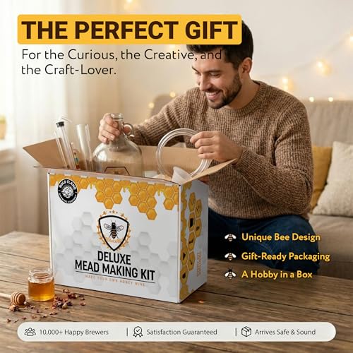 Complete Mead Making Kit for Beginners with Premium Yeast and Ingredients – Home Brewing Starter Kit – Includes 1 Gallon Carboy - Alcohol Hydrometer – Auto Siphon – Airlock - How to Guide - color: Deluxe Kit with Premium Ingredients