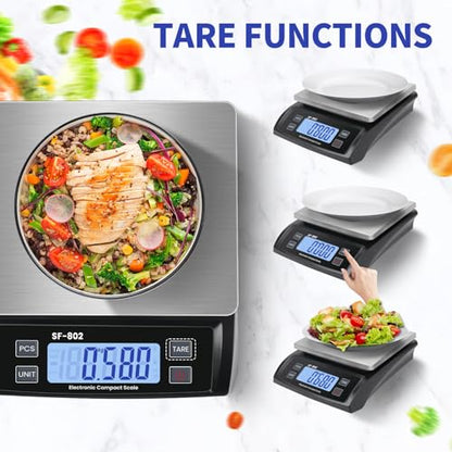Large Digital Kitchen Scale 30kg/66lb Food Scale for Baking Cooking Stainless Bread Scale with LCD Display Counting Scales for Coins Adapter Included(Stainless Black) - color: Stainless black
