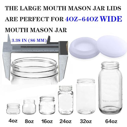 Wide Mouth Mason Jar Lids - Large Mouth Canning Lids Fit for All Wide Mouth Mason Jars,Food Grade Silicone Mason Jar Caps,Dishwasher Safe,Leak Proof Reusable Jar,5 Pack - color: White-5 Pack