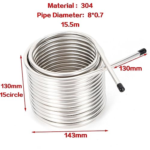 50' Mini Wort Chiller, 2 layers Coil Stainless Steel Home Brewing Beer Cooling Immersion, Wort Chiller Gepphill, Food Grade Water Chiller for Ice Bath Beer Brewing Tubing Coil