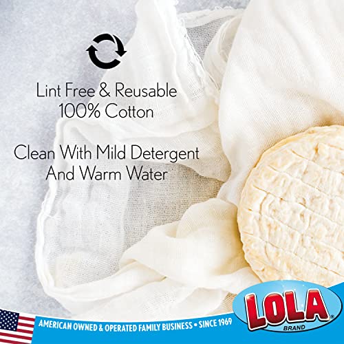 LOLA Cheese Cloth, 27 Sq. Ft / 3 Sq. Yards/Pack, 100% Cotton, Lint Free, for Poultry Wrapping, Cooking, Straining & Cheese Making - 1 Pack