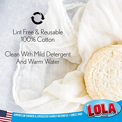 LOLA Cheese Cloth, 27 Sq. Ft / 3 Sq. Yards/Pack, 100% Cotton, Lint Free, for Poultry Wrapping, Cooking, Straining & Cheese Making - 1 Pack