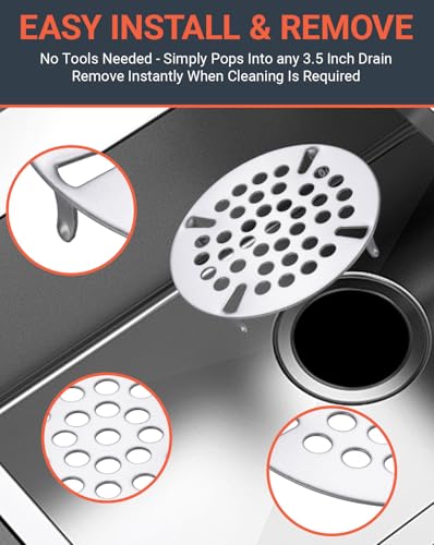 3-1/2 Inch Commercial Sink Strainer - 304 Stainless Steel 41-Hole Clog-Free Drain Cover, Precision Fit for 3.5" Drains & 3 Compartment Sinks, Heavy-Duty for High-Volume Kitchens (3-Pack) - color: 3 Pack