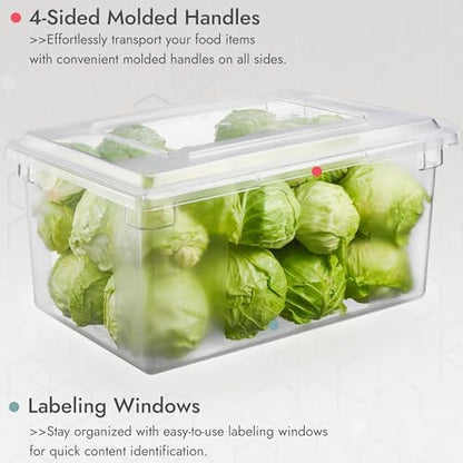 CURTA 1 Pack Food Storage Box with Lid, Commercial Grade Polycarbonate Food Storage Containers for Fruits/Vegetables/Grains in Bar/Restaurant/Hotel/Home 16.5 Gal - 26" x 18" x 12"[ NSF,Certified ] - color: 1*26" x 18" x 12"