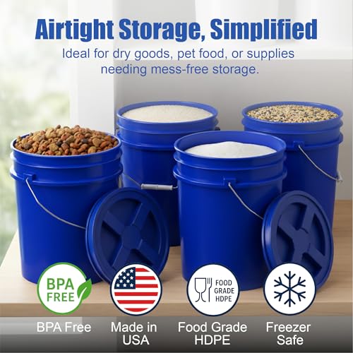 ePackageSupply 5 Gallon Bucket - Food Grade Bucket, Metal Handle Grip, BPA-Free, Heavy-Duty 90 Mil HDPE Plastic Pail, Stackable Utility Container, Made in USA, Lid Not Included, Blue, 3 Packs - color: Blue, size: 3 Packs