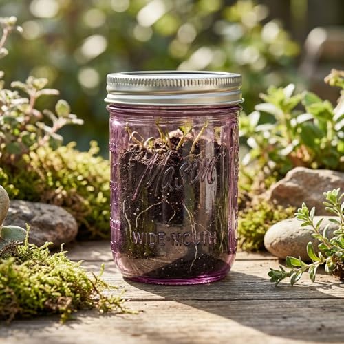 WELLIFE 6-Pack Mason Jars 16 oz with Lids – Purple Wide Mouth Glass Mason Jars, Airtight Leak-Proof Canning Jars for Food Storage, Fermenting, Pickling, Freezing, and Crafts - color: Pink Mason Jars 16oz-6Pcs