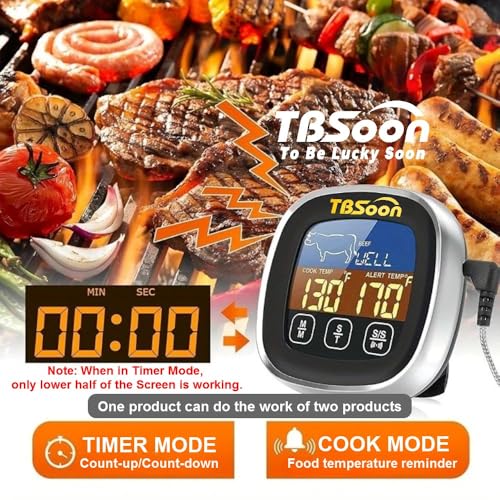 Multifunctional Digital Thermometer for Cooking,Food Thermometer+Thermometer Alarm+Kitchen Timer,Large Color Screen,Instant Read,Fast Response,grill bbq accessories,Kitchen Oven Meat Thermometer-DMT02