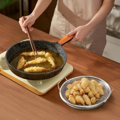 2Pcs Stainless Steel Mesh Tray Set with Drip Pan,Air Fryer Basket and Tray,Draining Rack with Heat Resistant Handles, Food-safe Frying Pan and Crisper for Healthy Cooking,Rustproof Kitchen Accessory