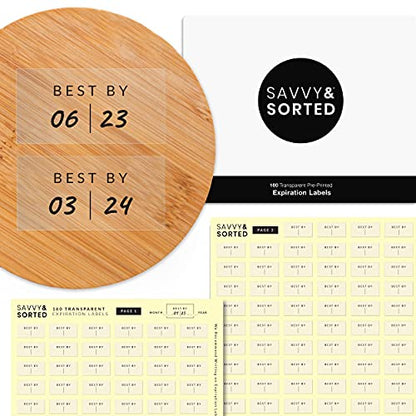 Clear Expiration Date Labels, 176 Waterproof Food Labels for Pantry Containers, Kitchen Freshness, Use by Meal Prep Best Write On Stickers - style: Clear Expiration Labels