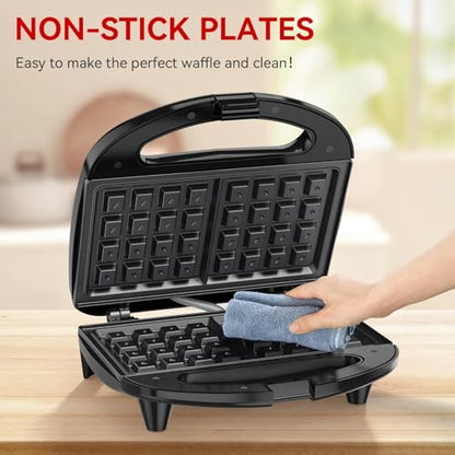 OSTBA Waffle Maker, 2 Slice Non-Stick Waffle Iron, Belgian Waffle Machine with Indicator Lights, PFOA Free, Perfect for Breakfast and Snacks, 750W - style: ABS07-W