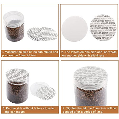 PATIKIL 70mm/2.76" Foam Lid Liner, 50Pack PS Foam Resistant Tamper Pressure Sensitive Seal for Bottle Cap Liners Seals, White - size: 70mm