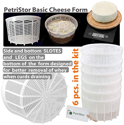 6 pcs Soft Cheese Mold for Cheese Making 1.25QT - Small Cheese Mold - Homemade Cheese Making Supplies - Cream Cheese Form Mold - Molde Para Queso Fresco Casero - Feta Ricotta Cheese Making Basket