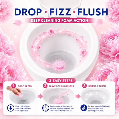 Astonish Toilet Bowl Cleaner Tablets, 8 Count – Fizzing Drop In Tabs Remove Limescale, Calcium & Rust – No Scrub Foaming Action, Vegan & Cruelty Free, Fresh Peony Scent - size: 8 Count (Pack of 1)