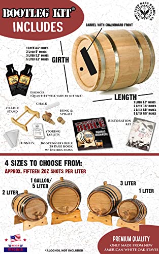 Dark Jamaican Rum Making Bootleg Kit w/Chalkboard & Book- Thousand Oaks Barrel Co. – Make & Age Spirits in an Oak Cask Keg- Best Father’s Day Gift Ever (1L) - size: 1 Liter