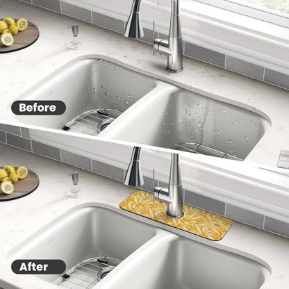 French Fries Ketchup Faucet Mat For Kitchen Sink, Absorbent Countertop Protector, Quick Dry Sink Splash Guard Pad, Waterproof Draining Mat 15" X 5.5" - color: Style 7
