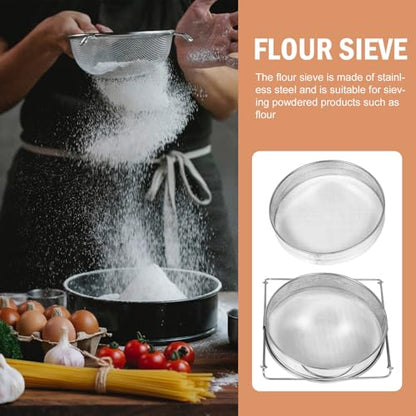 Stainless Steel Double Layer Honey and Flour Sifter, Fine Mesh Manual Food Strainer for Kitchen Baking and Beekeeping, Portable Handheld Flour Sifting Tool