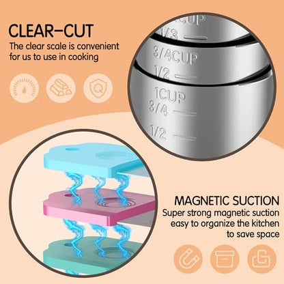 Magnetic Measuring Cups, 5 Stainless Steel Nesting Measuring Cup Set for Measuring Dry or Liquid Ingredients - style: Magnetic-5PCS