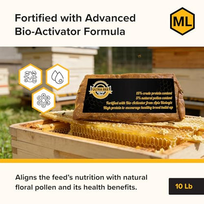 Mann Lake Ultra Bee Rocket Fuel Patties with Natural Pollen & Apis Biologix Bio Activator, High Protein Food for Spring Colony Growth, Increased Honey Production & Improved Brood, Made in USA, 10 lb