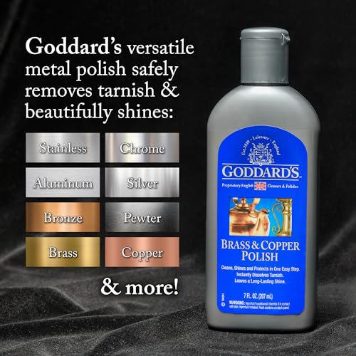 Goddard's Copper & Brass Polish, Copper Cleaner & Brass Cleaner for Long-Lasting Shine, Metal Polish for Pewter, Chrome & More, Metal Polishing Compound (7oz) - size: 7 Fl Oz (Pack of 1)