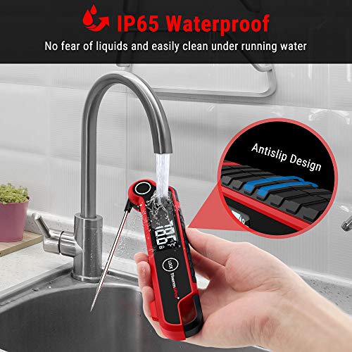 TempPro TP620 Instant Read Meat Thermometer Digital, Cooking Thermometer with Large Auto-Rotating LCD Display, Waterproof Food Thermometer Digital for Kitchen, BBQ, or Grill (Previously ThermoPro)