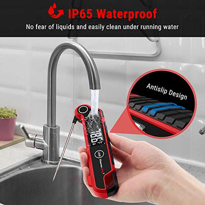 TempPro TP620 Instant Read Meat Thermometer Digital, Cooking Thermometer with Large Auto-Rotating LCD Display, Waterproof Food Thermometer Digital for Kitchen, BBQ, or Grill (Previously ThermoPro)