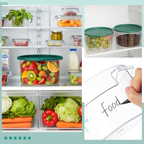 Ziliny 2 Pcs 2 Qt Clear Round Food Storage Container with Lid, Dough Proofing Bucket Clear Translucent Containers with Green Scale Commercial Grade for Pizza Bread Kitchen Organization(Green) - color: Green