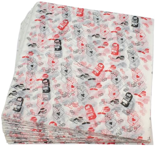 MADE IN USA 1,000 Sheets of Grease-Resistant Food Grade Waxed Kraft Deli Tissue Paper, 12" X 12" (Casino Print) - color: Casino Print