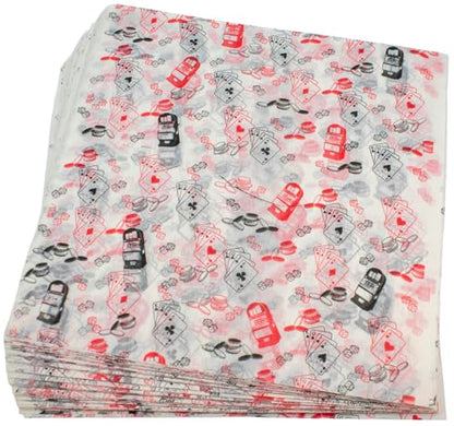 MADE IN USA 1,000 Sheets of Grease-Resistant Food Grade Waxed Kraft Deli Tissue Paper, 12" X 12" (Casino Print) - color: Casino Print