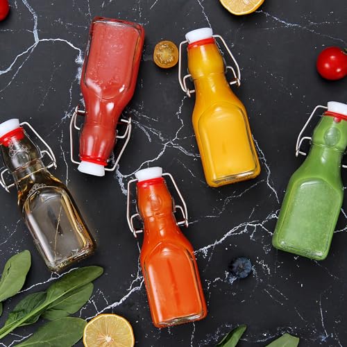 YEBODA 4oz Swing Top Glass Bottles,Small Flip Top Glass bottles with airtight Caps for Home Brewing,Kombucha,2nd Fermentation,Kefir,Beverages,Soda,Oils,Vinegar,Limoncello,Vanilla extract 9 Pack