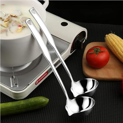 Soup Ladle 304 Stainless Steel Heavy Ladle with Pour Spout for Soups, Serving, Cooking, Stews and More 11.8 inch