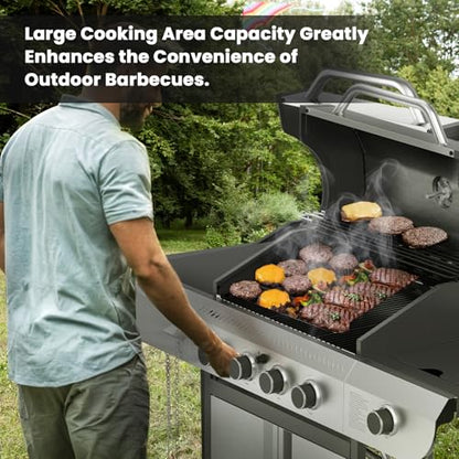 Electactic 4-Burner Gas Grill with Side Burner,Stainless Steel Propane Grill with Porcelain-Enameled Grills,Built-In Thermometer,42000BTU BBQ Grill for Outdoor Cooking and Patio Barbecues - size: 4 Burner Gas Grills with Side Burner