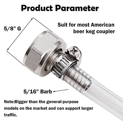 Kegerator Kit,7 Feet-Clear Vinyl Tubing Hose Stainless Steel Barb Fitting | LitKiwi Draft Beer Line with Connectors,5/16"ID 7/16"for Beer Tap Tower Keg Homebrewing - size: 7 Feet Tube & Fitting