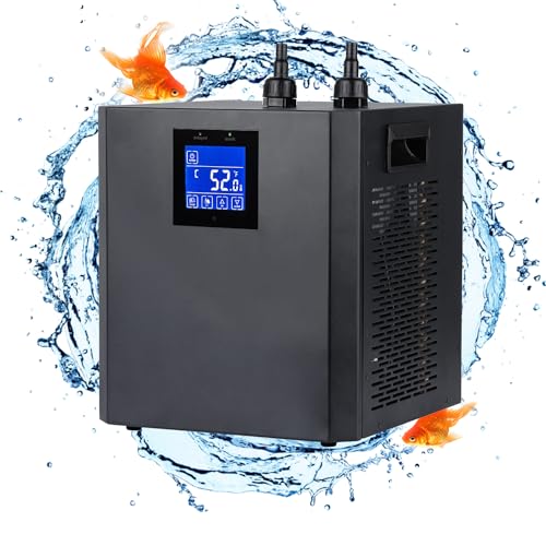 Aquarium Chiller, 79gal 1/3 HP Water Chiller, Hydroponic Cooler Fish Tank Cooling System for Axolotl Coral Reef Shrimp with Water Pump and Pipe for Home Use (79gal/300L, 1/3HP)
