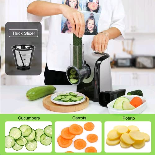 Electric Cheese Grater 5-in-1, 150W Salad Shooter & Food Slicer | Vegetable Shredder & Food Processor with 5 Stainless Steel Cones for Block Cheese, Carrots, Cabbage & Nuts, BPA-Free