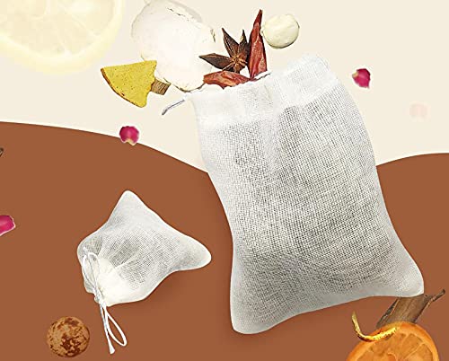 Natural Cotton Muslin Drawstring Bags, 20 Pcs, 4 x 3 Inches | Unbleached Cotton, Straining Herbs Cheesecloth, For Coffee Tea Brew, Soup Gravy Broth Stew, Bone Broth & Spice - size: 4 x 3 inches