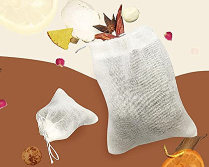 Natural Cotton Muslin Drawstring Bags, 20 Pcs, 4 x 3 Inches | Unbleached Cotton, Straining Herbs Cheesecloth, For Coffee Tea Brew, Soup Gravy Broth Stew, Bone Broth & Spice - size: 4 x 3 inches