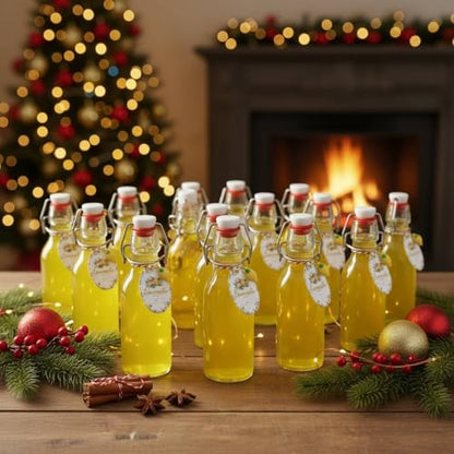 20 Sets Mini Limoncello Bottles Small Swing Top Glass Bottles Tiny Jar for Table Centerpieces Beverages Homemade Christmas Baby Shower Wedding Party Favors for Guests(2oz,Christmas) - size: 2oz, style: Christmas