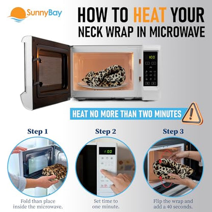 SunnyBay Microwave Heating Pad, Microwavable Heated Neck and Shoulder Wrap, Soothing Weighted Moist Heat or Ice Pack with Flaxseed and Lavender, 26x5 Inches, 2.5 lbs, Leopard - color: Lavender - Leopard