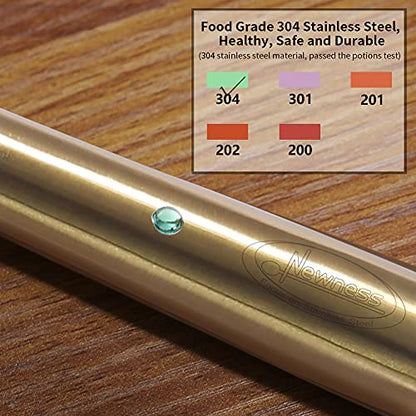 Newness Soup Ladle, [Rustproof, Heat Resistance, Integral Forming] Durable 304 Stainless Steel Soup Spoon with Vacuum Ergonomic Round Handle, Cooking Spoon for Kitchen, 13.7 Inches, Gold - color: Gold