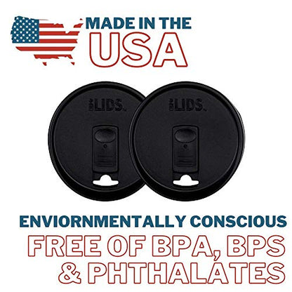 Wide-Mouth Mason Jar Drink Lid - USA Made, BPA-Free, Spill-Resistant for Coffee, Cold Brew & Iced Tea - Fits 3 3/8 in Ball & Kerr Wide Mouth - Pack of 2 - color: Black