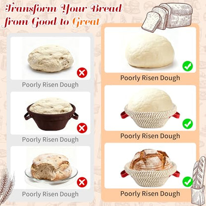 Sourdough Starter Kit,Gift for Bakers Sourdough Bread Baking Supplies,34oz Starter Jar, 2 Cotton Rope Proofing Baskets & More for Sourdough Starter Bread Making Baking Fermentation