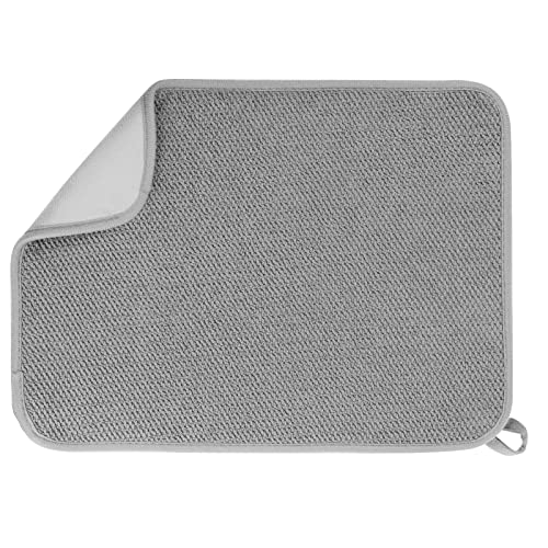 GeeRic Microfiber Dish Drying Mat, Super Absorbent Kitchen Dish Drying Pad, Reversible Gift Mats for Countertop, 12 * 16 inch Gray - color: Gray, size: 12*16 inch