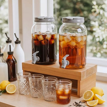 Havawish 2 Pcs 1 Gallon Plastic Beverage Dispenser with Spigot Clear Summer Kitchen Fridge Drink Dispenser for Parties Lemonade Juice Tea Beer Cold Water (Gray,Cylinder) - color: Gray, style: Cylinder
