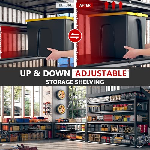 REIBII 60" W Garage Shelving Heavy Duty, 3000LBS Freestanding Metal Shelves with Double-Layer Columns and Reinforced Anti-Wobble Design for Garage, Basement, Workshop, Office - size: 60" W x 24" D x 72" H